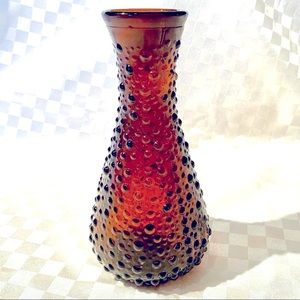 Vintage pressed glass hobnail brown vase